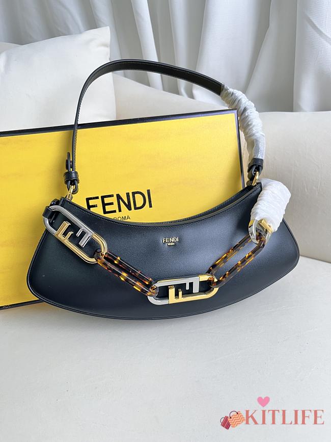 FENDI O’lock Embellished Leather Shoulder Bag - 32 X 11  X5 cm - 1