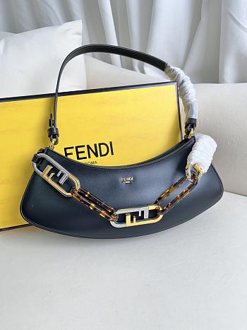 FENDI O’lock Embellished Leather Shoulder Bag - 32 X 11  X5 cm