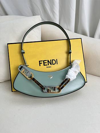 FENDI O’lock Embellished Leather Shoulder Bag Green - 32 X 11 X5 cm