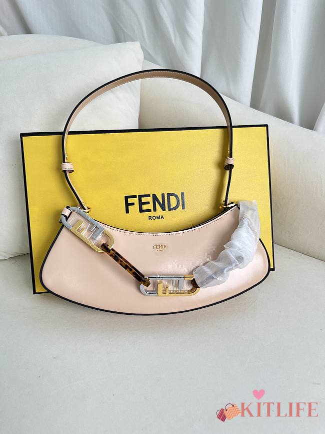 FENDI O’lock Embellished Leather Shoulder Bag Pink - 32 X 11 X5 cm - 1