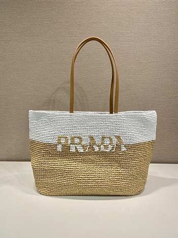 KITLIFE PRADA GEWEBTER SHOPPER MIT LOGO NUDE - 37x31x13 cm