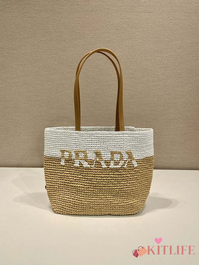 KITLIFE PRADA GEWEBTER SHOPPER MIT LOGO NUDE - 23x22x8 cm - 1