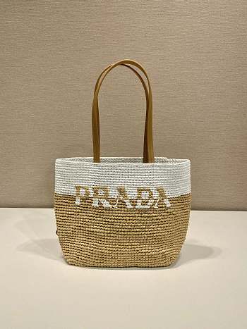 KITLIFE PRADA GEWEBTER SHOPPER MIT LOGO NUDE - 23x22x8 cm