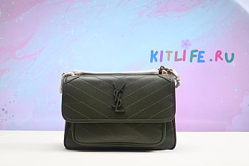 kitlife Saint Laurent Khaki Leather Medium Niki Green - 28 x 20 x 8.5 cm