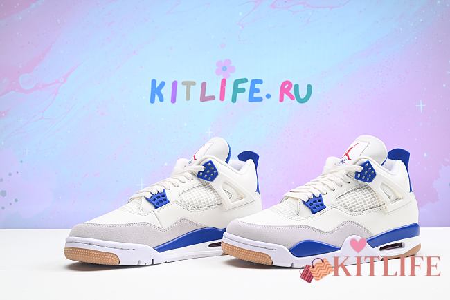 Kitlife SB x Jordan 4 Sapphire White Royal Blue Gum Sneaker - 1