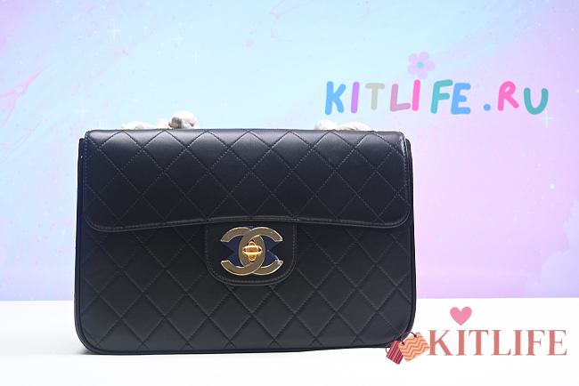 Kitlife Chanel Classic Flap Bag CF C Logo Smooth Leather - 30x21x8cm - 1
