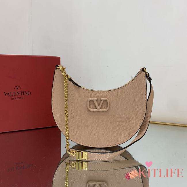 VALENTINO Mini VLogo Hobo Shoulder Bag Beige - 20x12x4 cm - 1