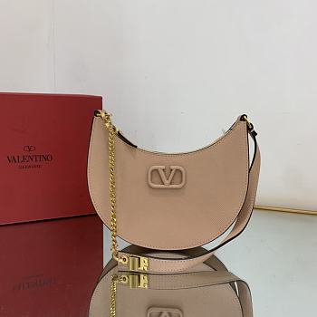 VALENTINO Mini VLogo Hobo Shoulder Bag Beige - 20x12x4 cm