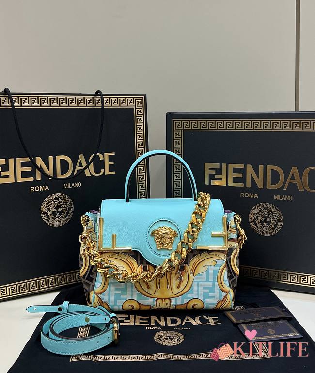 Kitlife Donatella Versace Fendace Gold Baroque Blue Bag - 8031 - 25 x 15 x 22 cm - 1