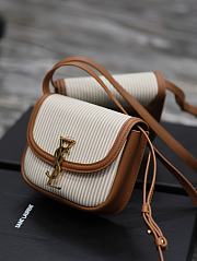 YSL KAIA SMALL IN CANVAS AND VEGETABLE-TANNED LEATHER BAG - 18 X 15.5 X 5.5 cm - 4