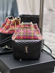 SAINT LAURENT Ysl-Plaque Tweed And Leather Backpack - Pink Multi - 30 x 20 x 14 cm - 1
