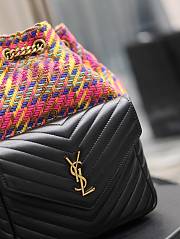 SAINT LAURENT Ysl-Plaque Tweed And Leather Backpack - Pink Multi - 30 x 20 x 14 cm - 6