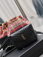 SAINT LAURENT Ysl-Plaque Tweed And Leather Backpack - Pink Multi - 30 x 20 x 14 cm - 4