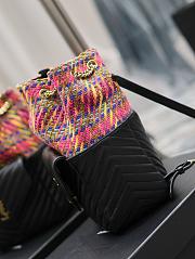 SAINT LAURENT Ysl-Plaque Tweed And Leather Backpack - Pink Multi - 30 x 20 x 14 cm - 3