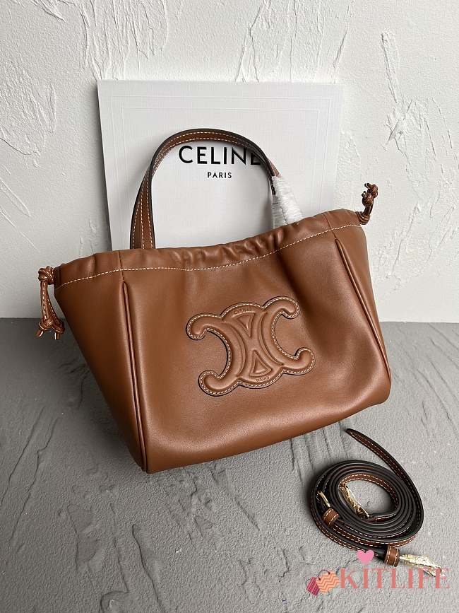 CELINE MINI CUIR CABAS TOTE BROWN - 22x17x15 CM - 1