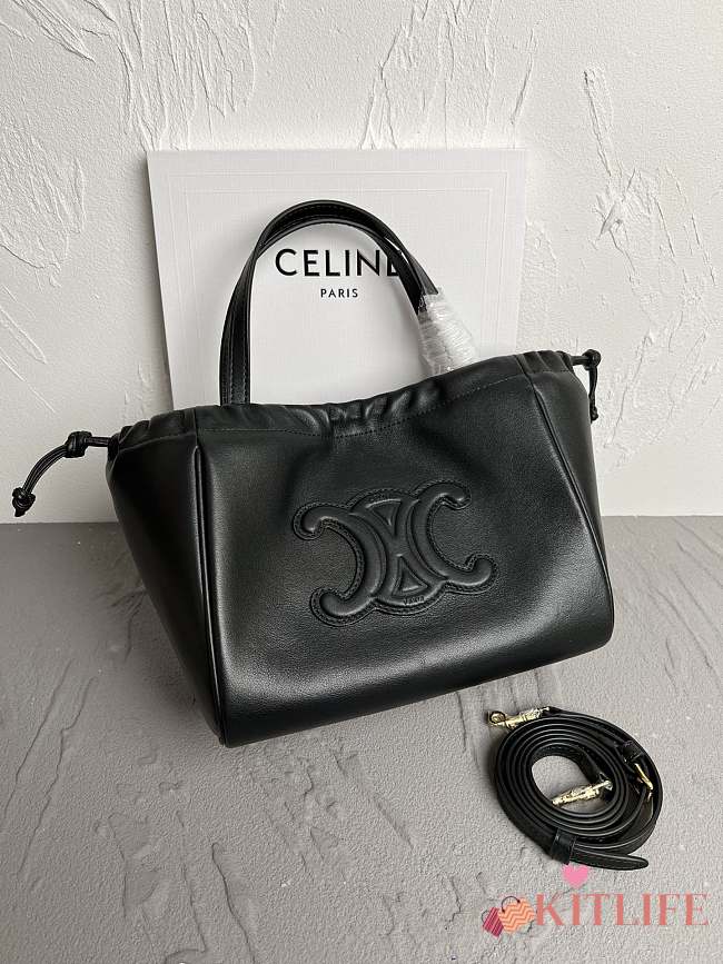 CELINE MINI CUIR CABAS TOTE BLACK - 22x17x15 CM - 1