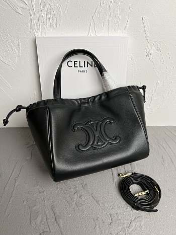 CELINE MINI CUIR CABAS TOTE BLACK - 22x17x15 CM