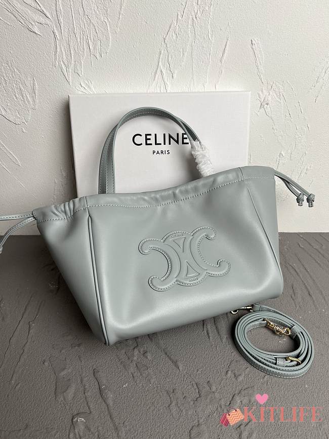 CELINE MINI CUIR CABAS TOTE BLUE - 22x17x15 CM - 1