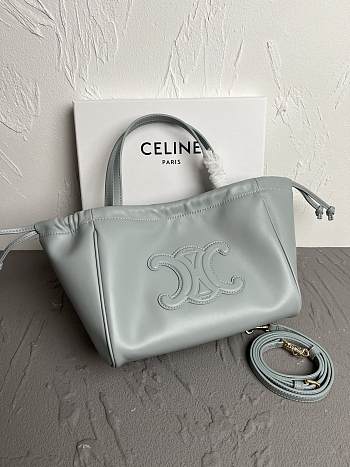 CELINE MINI CUIR CABAS TOTE BLUE - 22x17x15 CM