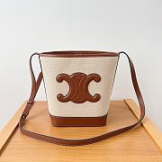 Celine Cuir Triomphe Small Bucket Canvas & Leather Shoulder Bag Natural/Tan - 22×18×13 CM - 1