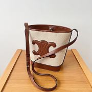 Celine Cuir Triomphe Small Bucket Canvas & Leather Shoulder Bag Natural/Tan - 22×18×13 CM - 5