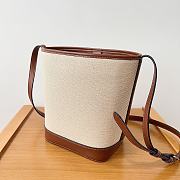 Celine Cuir Triomphe Small Bucket Canvas & Leather Shoulder Bag Natural/Tan - 22×18×13 CM - 3