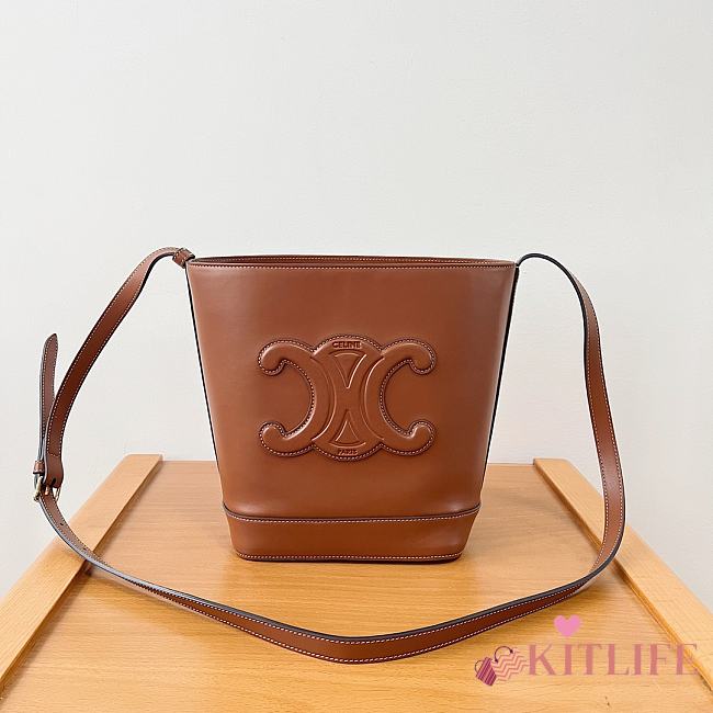 Celine Cuir Triomphe Small Bucket Shoulder Bag Natural/Tan - 22×18×13 CM - 1