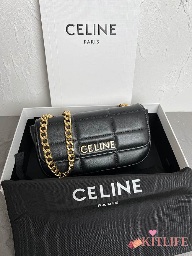 CELINE BAG MATELASSE MONOCHROME IN QUILTED GOATSKIN BLACK - 19 X 17 X 3 CM - 1