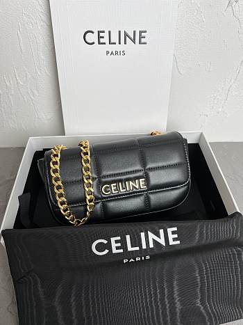 CELINE BAG MATELASSE MONOCHROME IN QUILTED GOATSKIN BLACK - 19 X 17 X 3 CM