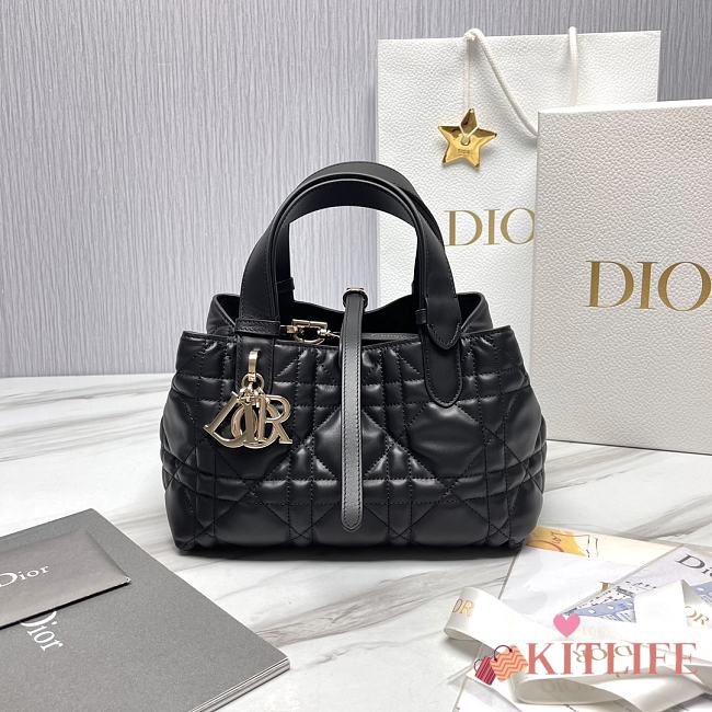 DIOR TOUJOURS BAG Black Macrocannage Calfskin Black - 23 x 15 x 15 cm - 1