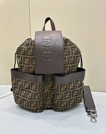 Kitlife Fendi Backpack Brown - 31.5 x 16 x 36 cm