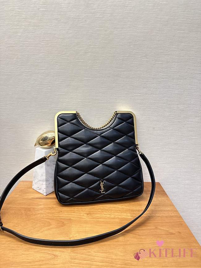 Kitlife SAINT LAURENT 87 Quilted-Leather Clutch Bag Black - 26x13x5 cm - 1