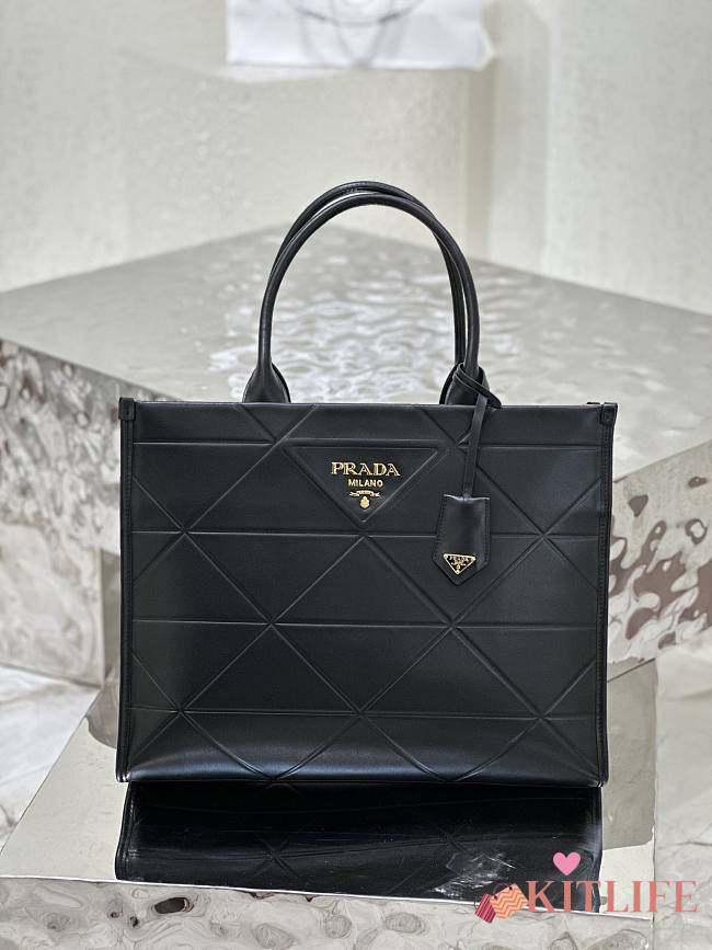 Kitlife Prada Symbole leather bag with stitching Black - 30x23x9 cm - 1