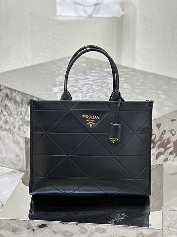 Kitlife Prada Symbole leather bag with stitching Black - 30x23x9 cm