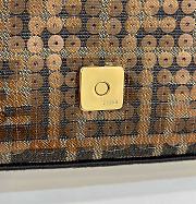 Kitlife Baguette Mini Brown FF jacquard fabric bag with sequins - 19.5x5x11 cm - 3