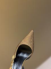 Kiltife Versace Safety Pin Pointed Toe Slingback Gold Pumps 12cm - 5