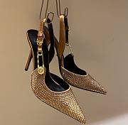 Kiltife Versace Safety Pin Pointed Toe Slingback Gold Pumps 12cm - 1