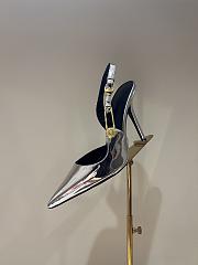 Kiltife Versace Safety Pin Pointed Toe Slingback Silver Pumps 12cm - 5