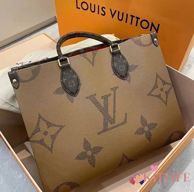Louis Vuitton Onthego Monogram Giant Reverse Brown In Coated Canvas With Gold-Tone - M44576 - 41 x 34 x 19 cm  - 1