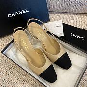 KITLIFE CHANEL SLING-BACK Goatskin & Grosgrain Beige & Black - HEEL HEIGHT 65 MM - 3