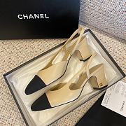 KITLIFE CHANEL SLING-BACK Goatskin & Grosgrain Beige & Black - HEEL HEIGHT 65 MM - 6