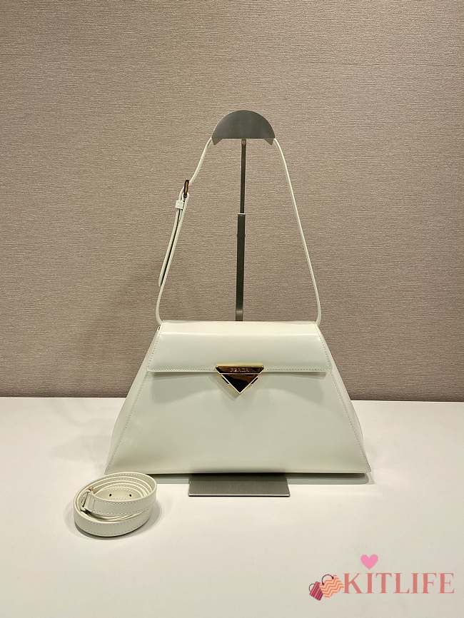 Kitlife Prada Medium brushed leather handbag White - 34 x 19 x 8 cm - 1