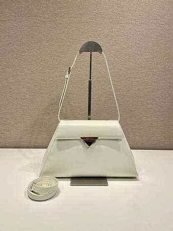 Kitlife Prada Medium brushed leather handbag White - 34 x 19 x 8 cm