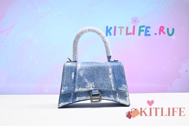 Kitlife BALENCIAGA Hourglass XS Handbag in Denim Printed in Blue - 23 x 15 x 10 cm - 1