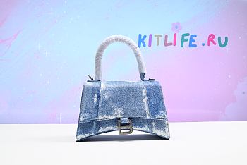 Kitlife BALENCIAGA Hourglass XS Handbag in Denim Printed in Blue - 23 x 15 x 10 cm