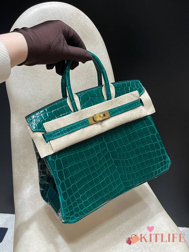 Forubags Hermes Birkin Green Crocodile Gold Buckle – 25 cm - 1