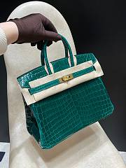 Forubags Hermes Birkin Green Crocodile Gold Buckle – 25 cm - 1