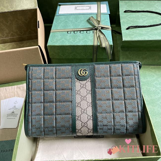 KITLIFE MINI GUCCI CANVAS POUCH GREEN BAG - 26 X 20 X 6 CM - 1