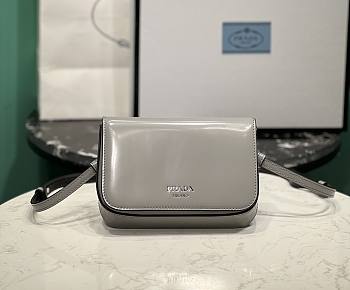 Kitlife PRADA Spazzol Leather Crossbody Bag Gray - 18 x 12.5 x 2.5