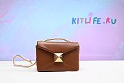 Kitlife Valentino ONE STUD NAPPA BAG WITH CHAIN Brown Gold Hardware - 19x14x11cm - 1